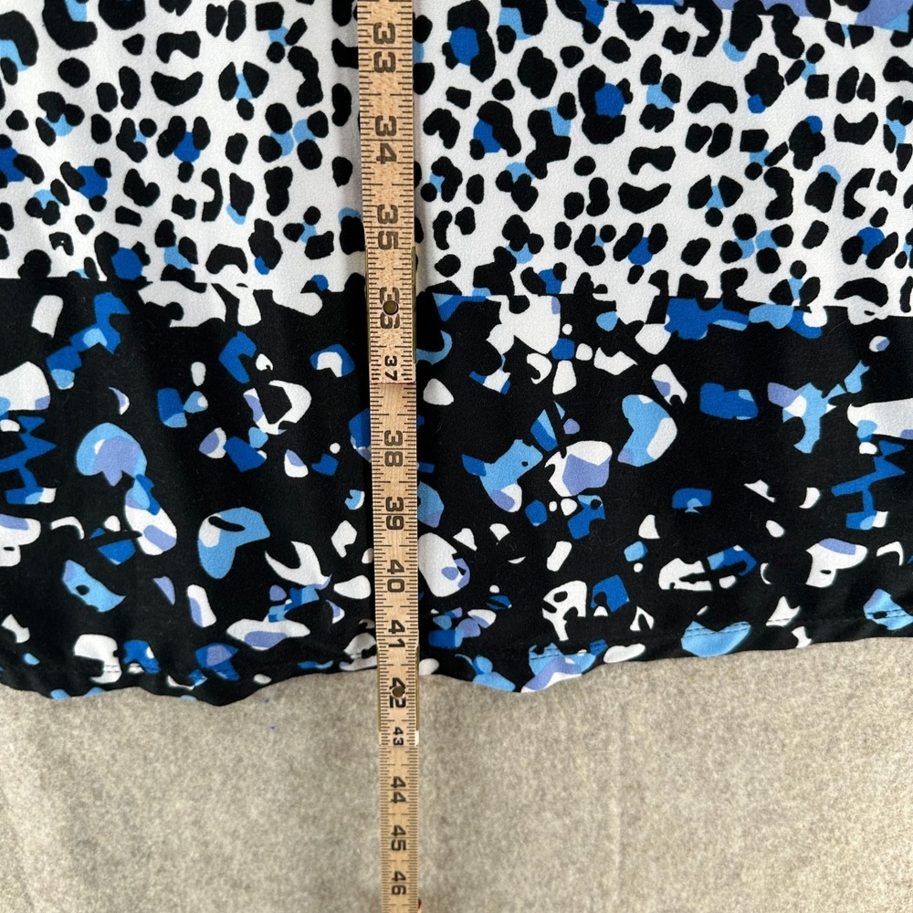 Cuddl Duds Leopard Print Sleeveless Shift Dress Womens LARGE Blue Black - Picture 6 of 8